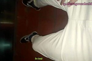 My best friend swallows all my dick on the balcony, neighbor almost catches us.