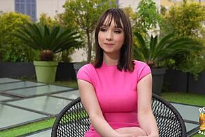 abby, the stunning french brunette, craves wild hard action in lingerie