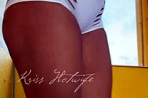 naughty wife shows off short shorts to gym friend