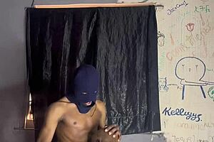 ebony babe handles huge curved black cock