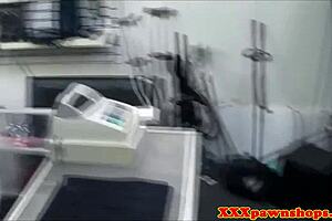 Pawnshop lady sucks before doggy