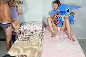 Stepfather fucks wife in front of stepdaughter 😈