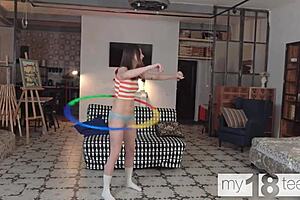 my18teen 18+s - jane white plays gymnastics hoop and touches herself gently