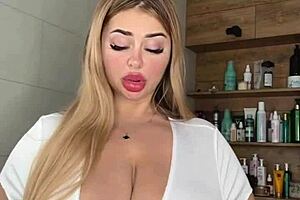 Beautiful MILF with huge natural tits waits intensely caressing.