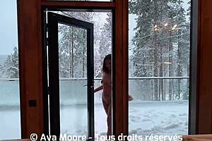 pretty french girl explores chalet privately