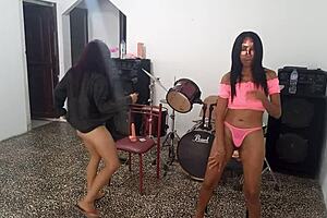 Who dances better the white bitch or the dark-haired bitch they are both whores and have something strange in their vaginas