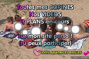 Horny Lesbians Tease On Public Beach