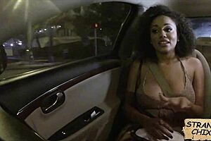 a beautiful woman with curly hair gets picked up and enjoys an outdoor adventure.