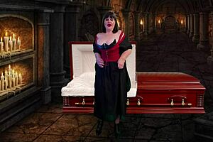 Granny vampyra pegs and sucks cock, drinks cum like a vampire