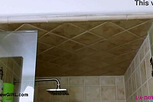 Gorgeous Blonde Enjoys Relaxing Shower