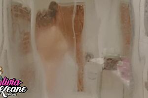 i watch my chubby british neighbour with blue eyes flashing in the shower