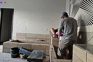 The construction worker is happy with the bosses' wives visiting the site.