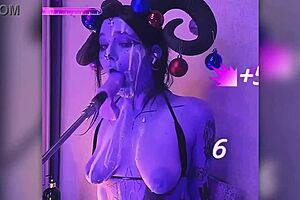 Devil costume masturbation with vibrator