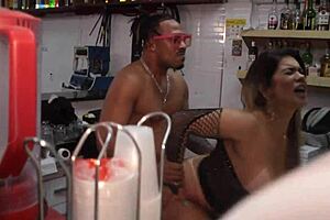 Nego Catra Fucks Bruna Ferraz's Ass Hard In The Bar's Kitchen