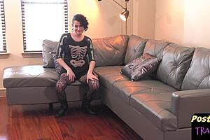 Beautiful TS Babe Masturbates and Dildos Solo with Toys!