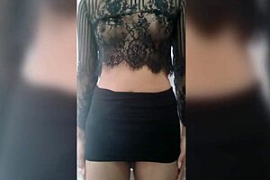 she touches herself very well in her mini skirt asking for anal sex