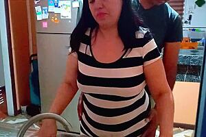 My stepsons friend came over to fuck me while I was washing dishes, surprisingly.