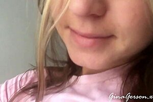 Masturbation at home with young teen blonde in solo skinny session