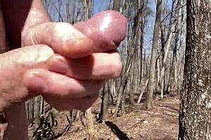 Clitlicker662's outdoor public orgasm update with hairy solo masturbation in the forest!