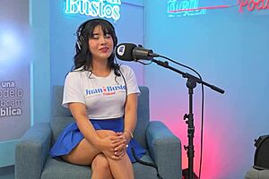 Extreme fetish busty Latina shoves towel deep in vagina for squirting orgasm