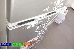 Step mom heated up in the kitchen with her young black not-son lover. Belly and small waist shake during sexy encounter.