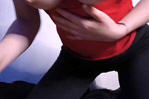 oh wow the neighbor gives me this amazing handjob and i cum on her cute tits she's such a slut with that latina pussy and natural tits