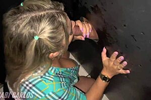 Big Tits Wife Shares Gloryhole Fun with Husband Watching Her Get Used by Stranger