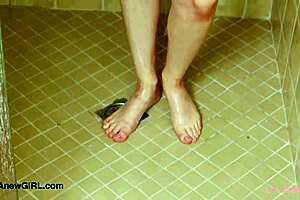 sweet teen 18+ brunette took a shower