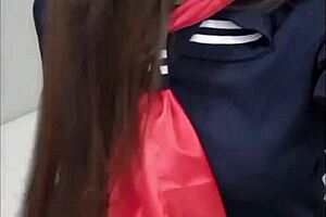 This casual narrative shows a horny young teen Latina blonde solo with small tits and big ass.