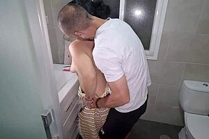 Stepmom Fucks Stepson in Bathroom and Fills Pussy with Cum!