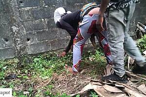 This horny farm girl got bent over in doggystyle by her stepbrother on the ranch land. She took his big cock deepthroat until facial cumshot on her natural tits and wet pussy.