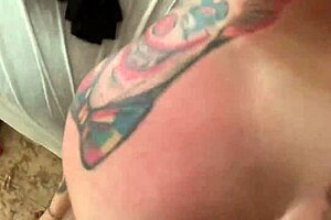 Blonde Tattooed Wife Screams to Stop the Action!