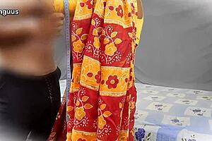 dress tailor seduces big boob milf in bedroom. he fucks her wet pussy hard then cums inside with creampie.