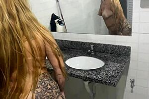 Why Is This Novinha Fingering Her Tight Pussy in School Bathroom at Graduation Party?
