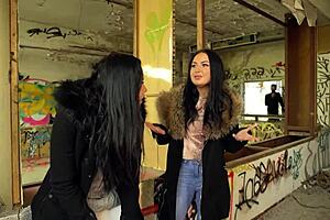 Julia Parker and Maria Gail convince me into a risky no-condom FFM threesome at this lost place.