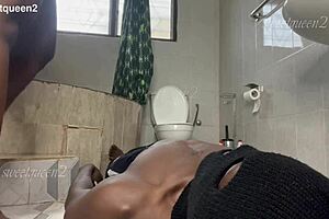 that ebony slut's chugging piss in a wild golden shower scene