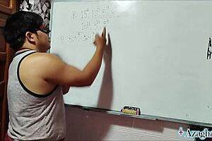 21 simplificación sexual de p álgebra con asian student and teacher in bedroom.