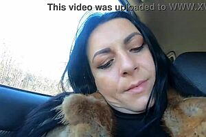 hey, i'm cheating on my husband with his friend at the fur-coat shop, sucking his cock outdoors