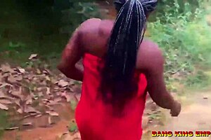 Damn, Precious Long, your tight ebony pussy feels amazing as I fuck you bareback in the bush with my big black cock - sucking, riding missionary, and cumshot explosion!