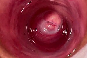 Whoa, camera goes deep inside Mia's tight creamy pussy... 😏📹