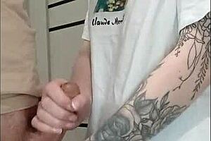 STEPMOM'S FRIEND JERKED OFF my small cock at the house party—wow, that Hungarian milf got me cumming outdoors!