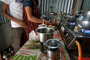 Young Indian Gets Kitchen Room Fuck By Servant With Hardcore Blowjob And Doggystyle Pussy Action