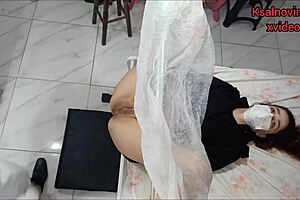 Pervy depraved gynecologist doctor attends to young white girl with mature dirty talk 🤤