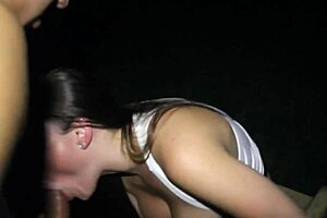 melanie hicks gives amazing outdoor blowjob on playground late night in miami with natural tits bouncing