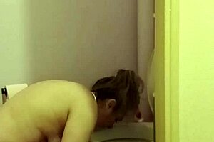 slave f does solo uro session with toys flashing outdoors in bondage for humiliation and spanking