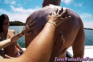 Teens getting fucked hard on yacht party 🚤