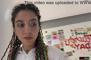 the cute teen gave a huge pov blowjob with facial cumshot in public toilet during crazy cumwalk at shopping mall.