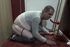 bisexual crossdresser mark wright hints at swallowing piss and cum after ass fucking with ass to mouth and dildo insertion