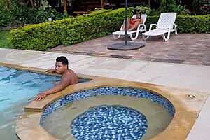 This hot whore revealed her delicious pussy in the bedroom. She tempted with natural tits and curvy ass.