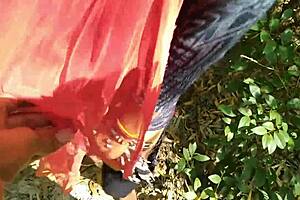 desi girlfriend gets outdoor hardcore doggy style fuck from boyfriend with hairy pussy action